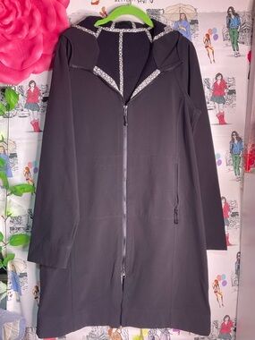 lululemon athletica Black Hooded Jacket with Decorative Trim